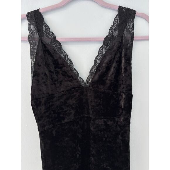 Free People Viper Velvet & Lace Bodycon Dress Black Size S Gothic Romantic Mini - Picture 6 of 9